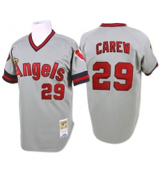 Men's Mitchell and Ness 1985 Los Angeles Angels of Anaheim #29 Rod Carew Authentic Grey Throwback MLB Jersey