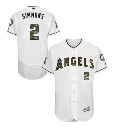 Men's Majestic Los Angeles Angels of Anaheim #2 Andrelton Simmons Authentic White 2016 Memorial Day Fashion Flex Base MLB Jersey