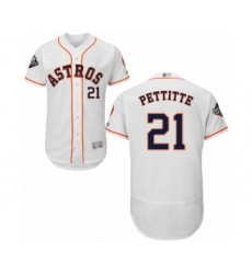 Men's Houston Astros #21 Andy Pettitte White Home Flex Base Authentic Collection 2019 World Series Bound Baseball Jersey