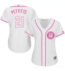 Women's Majestic Houston Astros #21 Andy Pettitte Authentic White Fashion Cool Base MLB Jersey