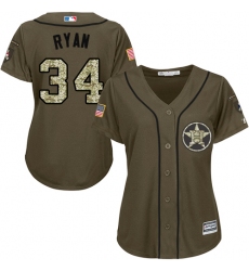 Women's Majestic Houston Astros #34 Nolan Ryan Authentic Green Salute to Service MLB Jersey