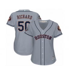 Women's Houston Astros #50 J.R. Richard Authentic Grey Road Cool Base 2019 World Series Bound Baseball Jersey