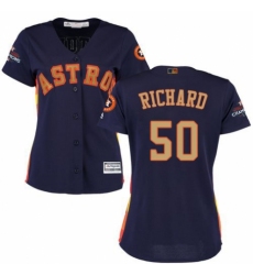 Women's Majestic Houston Astros #50 J.R. Richard Authentic Navy Blue Alternate 2018 Gold Program Cool Base MLB Jersey