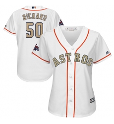 Women's Majestic Houston Astros #50 J.R. Richard Authentic White 2018 Gold Program Cool Base MLB Jersey