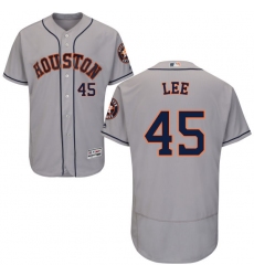 Men's Majestic Houston Astros #45 Carlos Lee Grey Road Flex Base Authentic Collection MLB Jersey