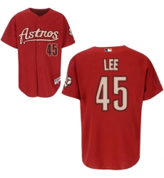 Men's Majestic Houston Astros #45 Carlos Lee Replica Red MLB Jersey