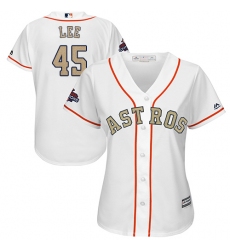 Women's Majestic Houston Astros #45 Carlos Lee Authentic White 2018 Gold Program Cool Base MLB Jersey