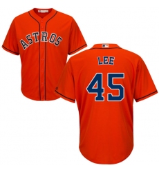 Youth Majestic Houston Astros #45 Carlos Lee Authentic Orange Alternate Cool Base MLB Jersey