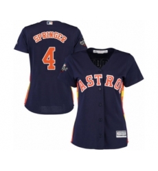 Women's Houston Astros #4 George Springer Authentic Navy Blue Alternate Cool Base 2019 World Series Bound Baseball Jersey