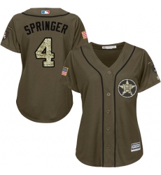 Women's Majestic Houston Astros #4 George Springer Authentic Green Salute to Service MLB Jersey