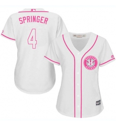 Women's Majestic Houston Astros #4 George Springer Authentic White Fashion Cool Base MLB Jersey