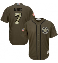 Youth Majestic Houston Astros #7 Craig Biggio Replica Green Salute to Service MLB Jersey