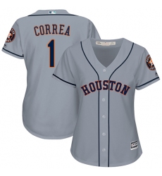 Women's Majestic Houston Astros #1 Carlos Correa Authentic Grey Road Cool Base MLB Jersey
