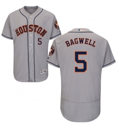 Men's Majestic Houston Astros #5 Jeff Bagwell Grey Road Flex Base Authentic Collection MLB Jersey
