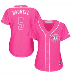 Women's Majestic Houston Astros #5 Jeff Bagwell Authentic Pink Fashion Cool Base MLB Jersey