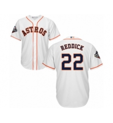 Youth Houston Astros #22 Josh Reddick Authentic White Home Cool Base 2019 World Series Bound Baseball Jersey