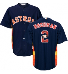 Men's Majestic Houston Astros #2 Alex Bregman Authentic Navy Blue Team Logo Fashion Cool Base MLB Jersey