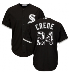 Men's Majestic Chicago White Sox #24 Joe Crede Authentic Black Team Logo Fashion Cool Base MLB Jersey