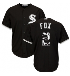 Men's Majestic Chicago White Sox #2 Nellie Fox Authentic Black Team Logo Fashion Cool Base MLB Jersey