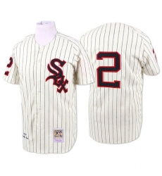 Men's Mitchell and Ness 1959 Chicago White Sox #2 Nellie Fox Authentic Cream Throwback MLB Jersey