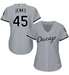 Women's Majestic Chicago White Sox #45 Bobby Jenks Authentic Grey Road Cool Base MLB Jersey