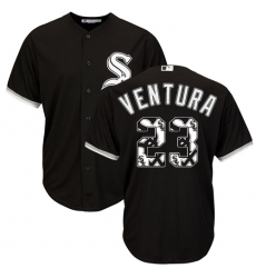 Men's Majestic Chicago White Sox #23 Robin Ventura Authentic Black Team Logo Fashion Cool Base MLB Jersey