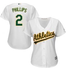 Women's Majestic Oakland Athletics #2 Tony Phillips Authentic White Home Cool Base MLB Jersey