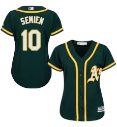 Women's Majestic Oakland Athletics #10 Marcus Semien Authentic Green Alternate 1 Cool Base MLB Jersey