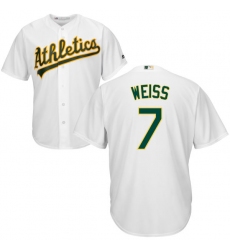 Youth Majestic Oakland Athletics #7 Walt Weiss Authentic White Home Cool Base MLB Jersey