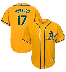 Men's Majestic Oakland Athletics #17 Glenn Hubbard Replica Gold Alternate 2 Cool Base MLB Jersey