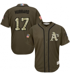 Men's Majestic Oakland Athletics #17 Glenn Hubbard Replica Green Salute to Service MLB Jersey