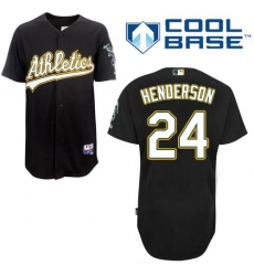 Men's Majestic Oakland Athletics #24 Rickey Henderson Replica Black Cool Base MLB Jersey