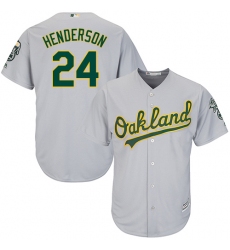 Youth Majestic Oakland Athletics #24 Rickey Henderson Authentic Grey Road Cool Base MLB Jersey