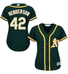 Women's Majestic Oakland Athletics #42 Dave Henderson Authentic Green Alternate 1 Cool Base MLB Jersey