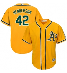 Youth Majestic Oakland Athletics #42 Dave Henderson Replica Gold Alternate 2 Cool Base MLB Jersey