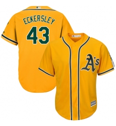 Youth Majestic Oakland Athletics #43 Dennis Eckersley Replica Gold Alternate 2 Cool Base MLB Jersey