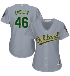 Women's Majestic Oakland Athletics #46 Santiago Casilla Replica Grey Road Cool Base MLB Jersey