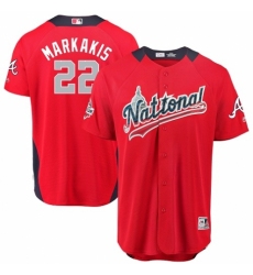Men's Majestic Atlanta Braves #22 Nick Markakis Game Red National League 2018 MLB All-Star MLB Jersey