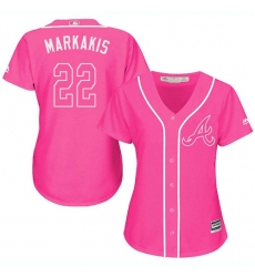 Women's Majestic Atlanta Braves #22 Nick Markakis Replica Pink Fashion Cool Base MLB Jersey