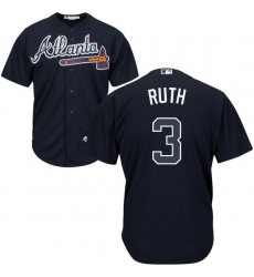 Youth Majestic Atlanta Braves #3 Babe Ruth Authentic Blue Alternate Road Cool Base MLB Jersey
