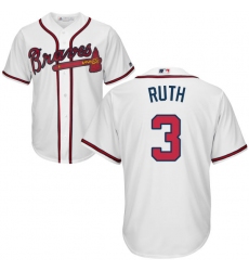 Youth Majestic Atlanta Braves #3 Babe Ruth Authentic White Home Cool Base MLB Jersey