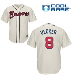 Youth Majestic Atlanta Braves #8 Bob Uecker Authentic Cream Alternate 2 Cool Base MLB Jersey
