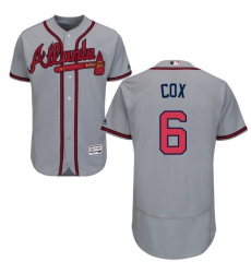 Men's Majestic Atlanta Braves #6 Bobby Cox Grey Road Flex Base Authentic Collection MLB Jersey