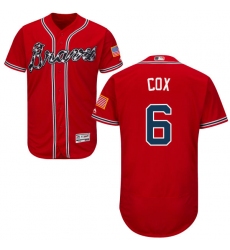 Men's Majestic Atlanta Braves #6 Bobby Cox Red Alternate Flex Base Authentic Collection MLB Jersey
