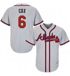 Men's Majestic Atlanta Braves #6 Bobby Cox Replica Grey Road Cool Base MLB Jersey