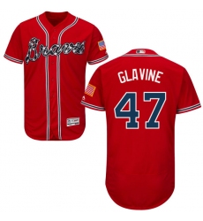 Men's Majestic Atlanta Braves #47 Tom Glavine Red Alternate Flex Base Authentic Collection MLB Jersey