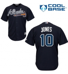 Men's Majestic Atlanta Braves #10 Chipper Jones Replica Blue Alternate Road Cool Base MLB Jersey