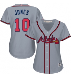 Women's Majestic Atlanta Braves #10 Chipper Jones Authentic Grey Road Cool Base MLB Jersey