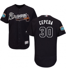 Men's Majestic Atlanta Braves #30 Orlando Cepeda Navy Blue Alternate Flex Base Authentic Collection MLB Jersey