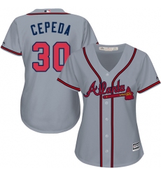 Women's Majestic Atlanta Braves #30 Orlando Cepeda Authentic Grey Road Cool Base MLB Jersey